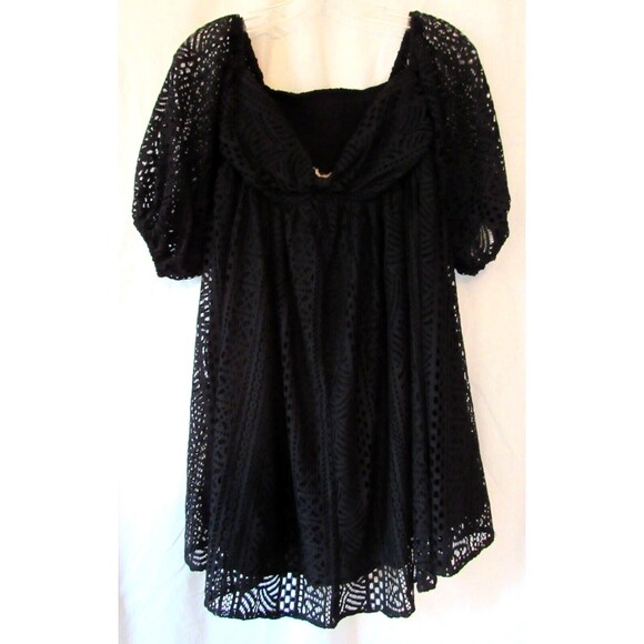 Free People Black Eyelet Overlay Babydoll Short Dress Size XS NWT - Picture 1 of 7